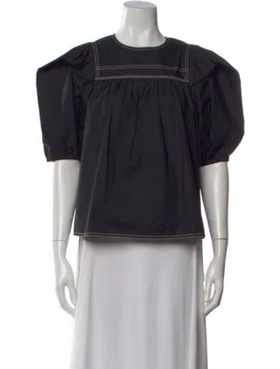 Pre-owned Ulla Johnson Crew Neck Short Sleeve Blouse In Black
