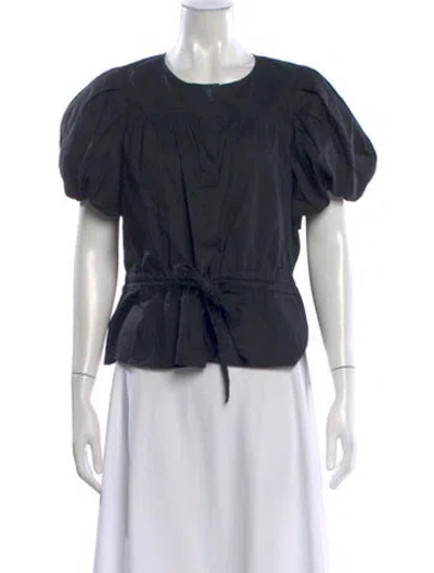 Pre-owned Ulla Johnson Crew Neck Short Sleeve Blouse In Black