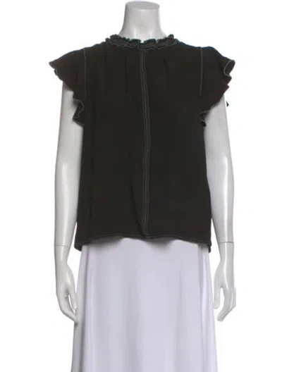 Pre-owned Ulla Johnson Crew Neck Short Sleeve Blouse In Black