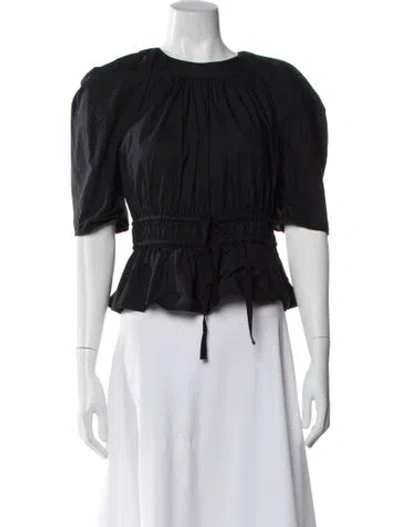 Pre-owned Ulla Johnson Crew Neck Short Sleeve Blouse In Black