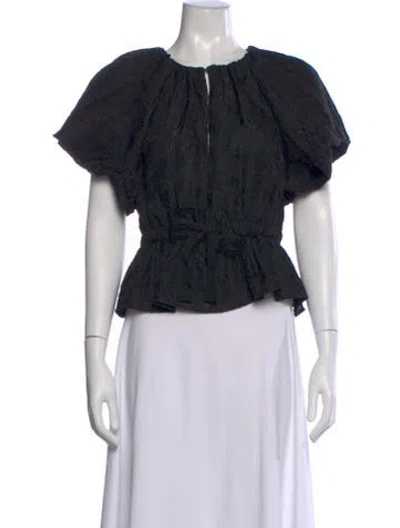 Pre-owned Ulla Johnson Crew Neck Short Sleeve Blouse In Black