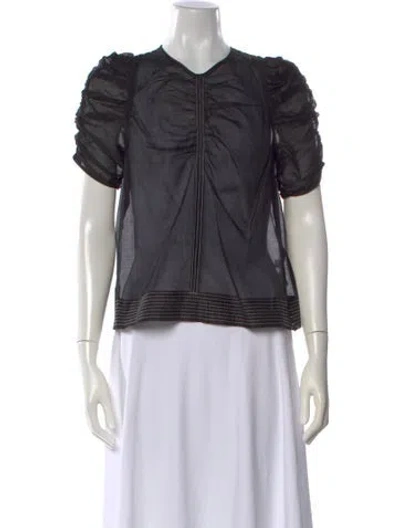 Pre-owned Ulla Johnson Crew Neck Short Sleeve Blouse In Black