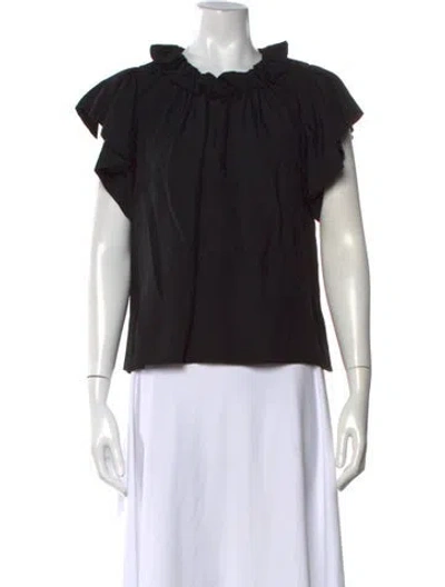 Pre-owned Ulla Johnson Crew Neck Short Sleeve Blouse In Black