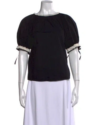 Pre-owned Ulla Johnson Crew Neck Short Sleeve Blouse In Black