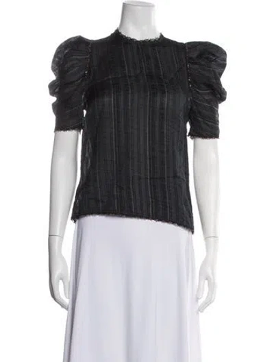 Pre-owned Ulla Johnson Crew Neck Short Sleeve Blouse In Black