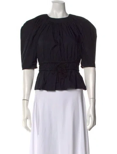 Pre-owned Ulla Johnson Crew Neck Short Sleeve Blouse In Black