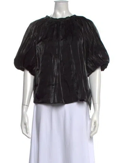Pre-owned Ulla Johnson Crew Neck Short Sleeve Blouse In Black