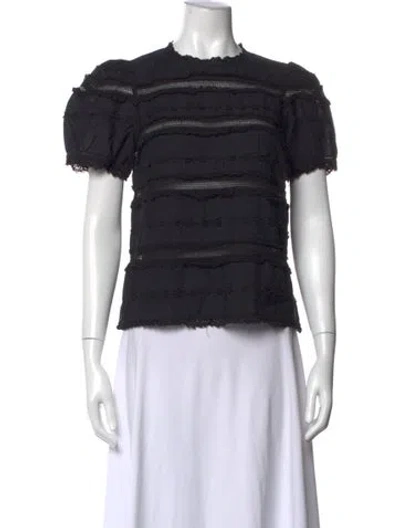 Pre-owned Ulla Johnson Crew Neck Short Sleeve Blouse In Black