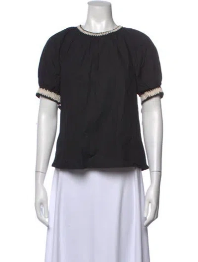 Pre-owned Ulla Johnson Crew Neck Short Sleeve Blouse In Black