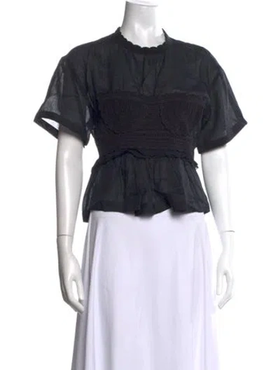 Pre-owned Ulla Johnson Crew Neck Short Sleeve Blouse In Black