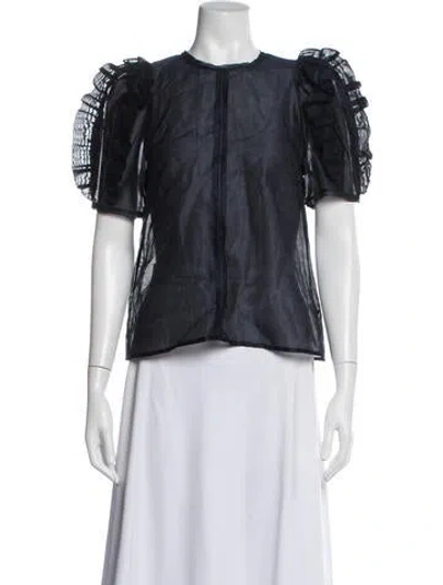 Pre-owned Ulla Johnson Crew Neck Short Sleeve Blouse In Black