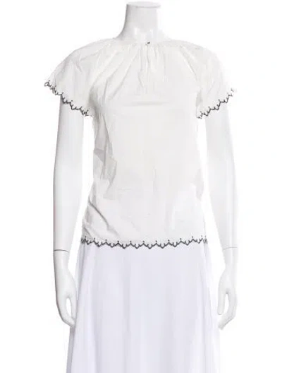 Pre-owned Ulla Johnson Crew Neck Short Sleeve Blouse In Black/white
