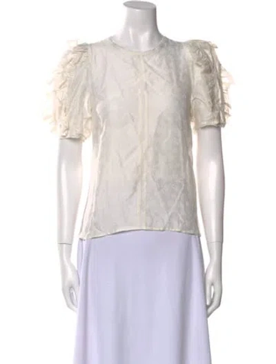 Pre-owned Ulla Johnson Crew Neck Short Sleeve Blouse In Neutral