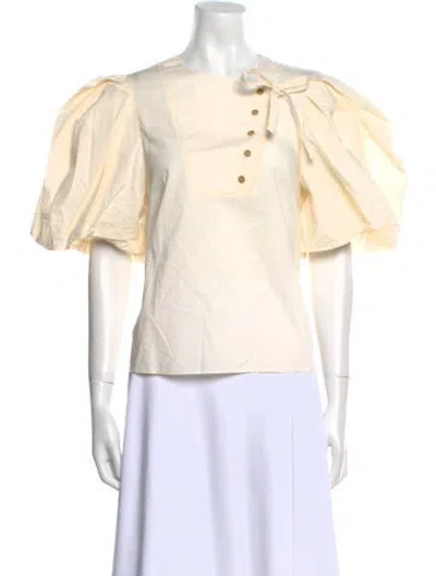 Pre-owned Ulla Johnson Crew Neck Short Sleeve Blouse In Neutral