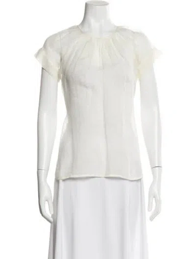 Pre-owned Ulla Johnson Crew Neck Short Sleeve Blouse In Neutral