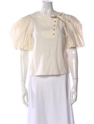 Pre-owned Ulla Johnson Crew Neck Short Sleeve Blouse In Neutral