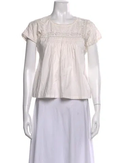 Pre-owned Ulla Johnson Crew Neck Short Sleeve Blouse In Neutral