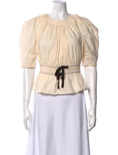 Pre-owned Ulla Johnson Crew Neck Short Sleeve Blouse In Neutral