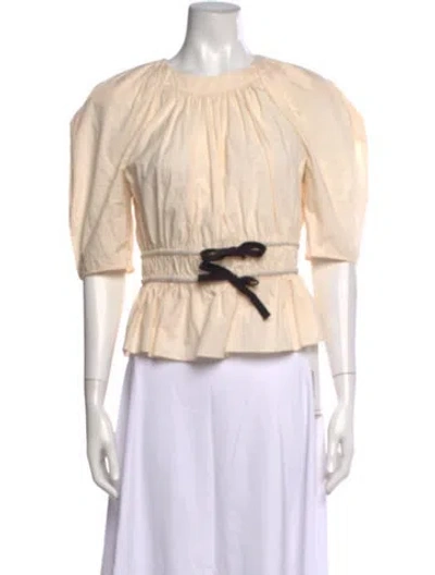 Pre-owned Ulla Johnson Crew Neck Short Sleeve Blouse In Neutral