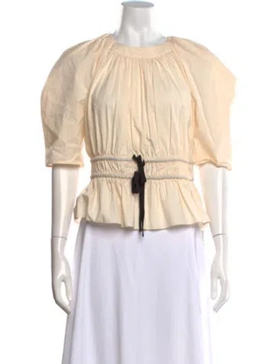 Pre-owned Ulla Johnson Crew Neck Short Sleeve Blouse In Neutrals