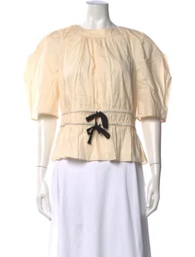 Pre-owned Ulla Johnson Crew Neck Short Sleeve Blouse In Neutrals