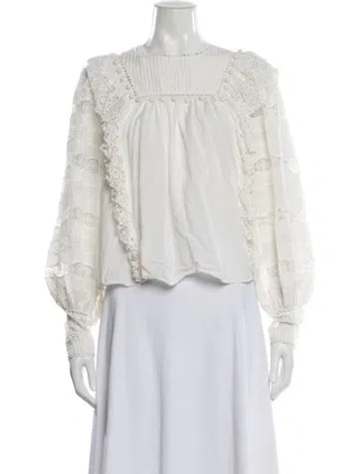 Pre-owned Ulla Johnson Crew Neck Short Sleeve Blouse In Neutrals