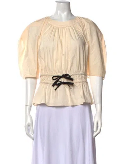 Pre-owned Ulla Johnson Crew Neck Short Sleeve Blouse In Neutrals