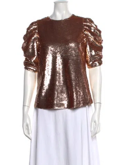 Pre-owned Ulla Johnson Crew Neck Short Sleeve Blouse In Pink