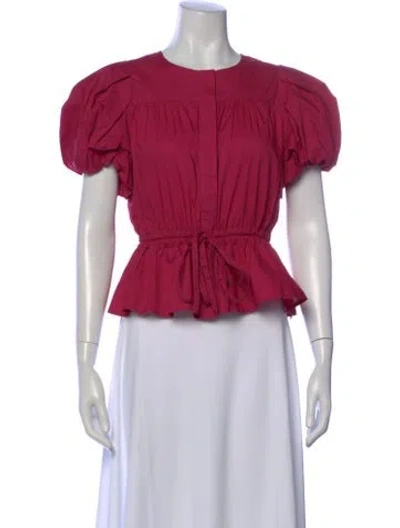 Pre-owned Ulla Johnson Crew Neck Short Sleeve Blouse In Pink