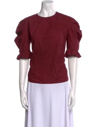 Pre-owned Ulla Johnson Crew Neck Short Sleeve Blouse In Red