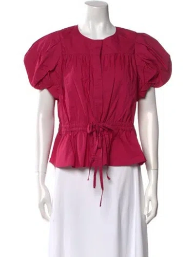 Pre-owned Ulla Johnson Crew Neck Short Sleeve Blouse In Red