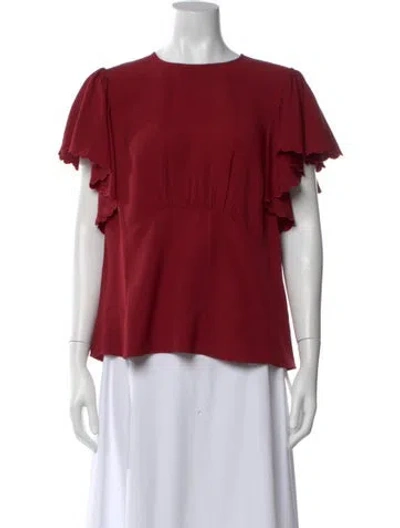 Pre-owned Ulla Johnson Crew Neck Short Sleeve Blouse In Red