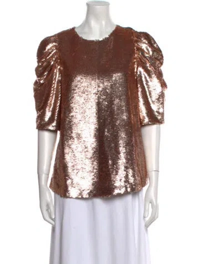 Pre-owned Ulla Johnson Crew Neck Short Sleeve Blouse In Silver