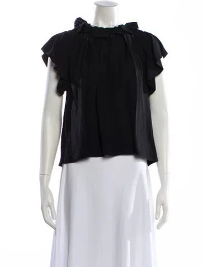 Pre-owned Ulla Johnson Crew Neck Short Sleeve Blouse W/ Tags In Black