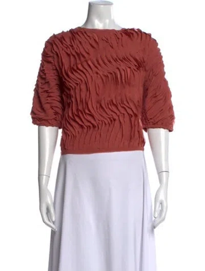 Pre-owned Ulla Johnson Crew Neck Short Sleeve Blouse W/ Tags In Orange