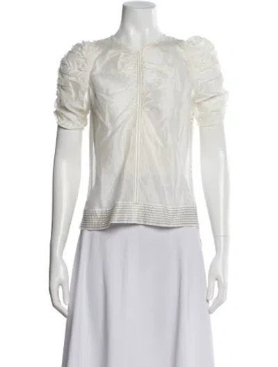 Pre-owned Ulla Johnson Crew Neck Short Sleeve Blouse In White