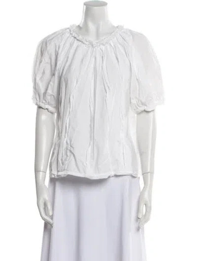 Pre-owned Ulla Johnson Crew Neck Short Sleeve Blouse In White