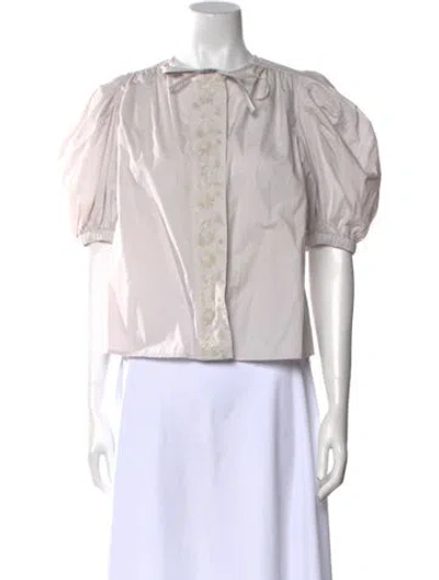 Pre-owned Ulla Johnson Crew Neck Short Sleeve Blouse In White