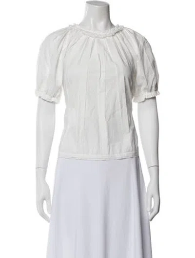 Pre-owned Ulla Johnson Crew Neck Short Sleeve Blouse In White