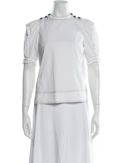 Pre-owned Ulla Johnson Crew Neck Short Sleeve Blouse In White