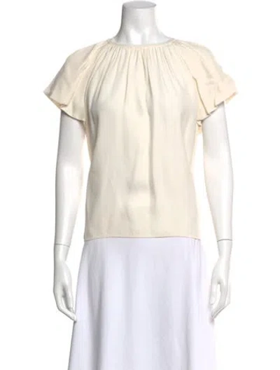 Pre-owned Ulla Johnson Crew Neck Short Sleeve Blouse In White