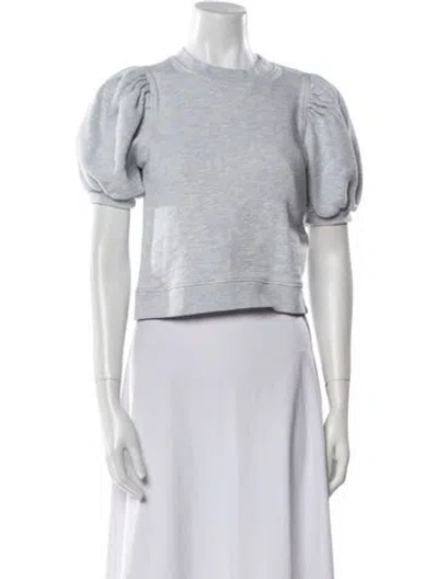 Pre-owned Ulla Johnson Crew Neck Short Sleeve Crop Top In Blue