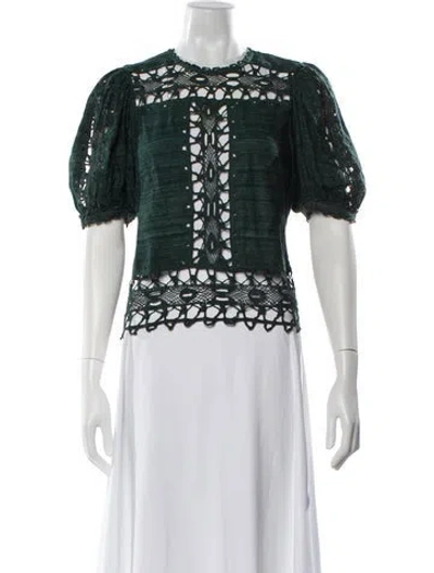 Pre-owned Ulla Johnson Crew Neck Short Sleeve Crop Top In Green