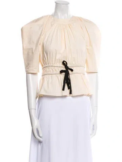 Pre-owned Ulla Johnson Crew Neck Short Sleeve Crop Top In Neutral