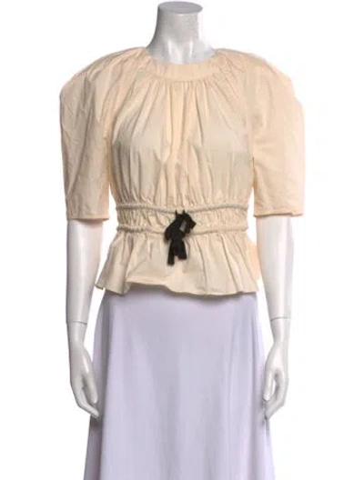 Pre-owned Ulla Johnson Crew Neck Short Sleeve Crop Top In Neutral