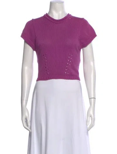 Pre-owned Ulla Johnson Crew Neck Short Sleeve Crop Top In Purple