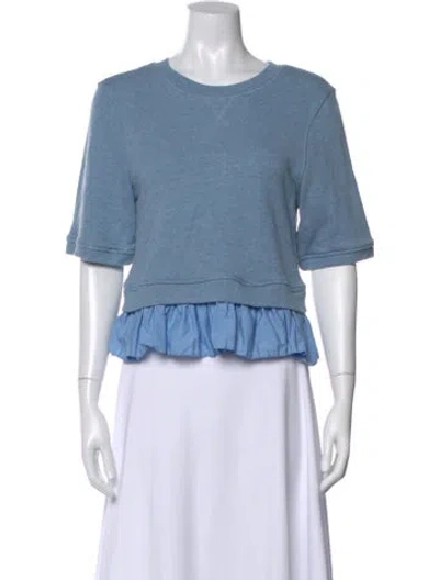 Pre-owned Ulla Johnson Crew Neck Short Sleeve Sweatshirt In Blue