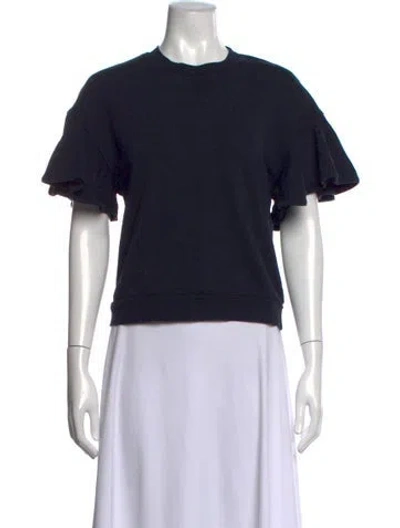 Pre-owned Ulla Johnson Crew Neck Short Sleeve Sweatshirt In Blue