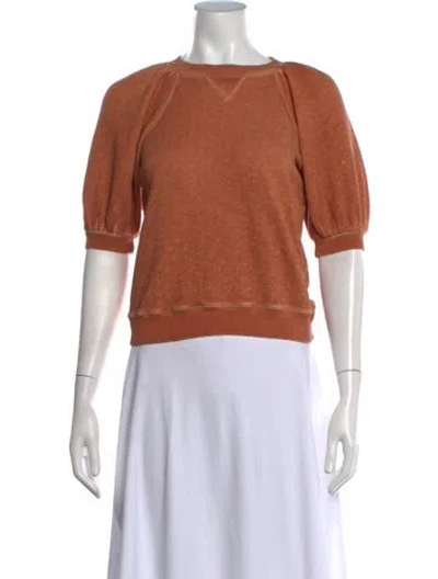 Pre-owned Ulla Johnson Crew Neck Short Sleeve Sweatshirt In Brown