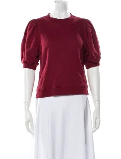 Pre-owned Ulla Johnson Crew Neck Short Sleeve Sweatshirt In Burgundy